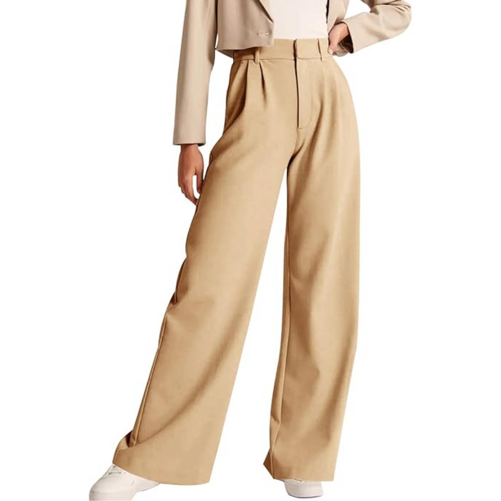 High Waisted Business Casual Work Trousers with Pockets - Katja