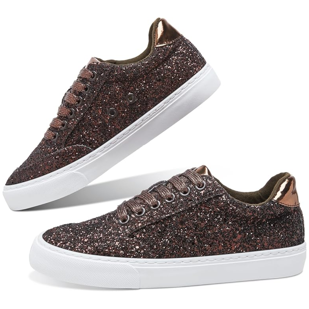 Glitter Sparkly Lace-up Sneakers - Anna