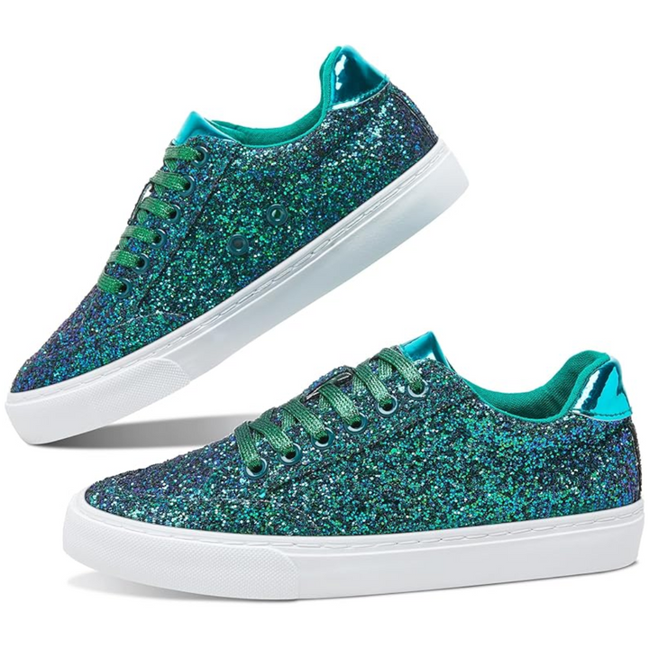 Glitter Sparkly Lace-up Sneakers - Anna