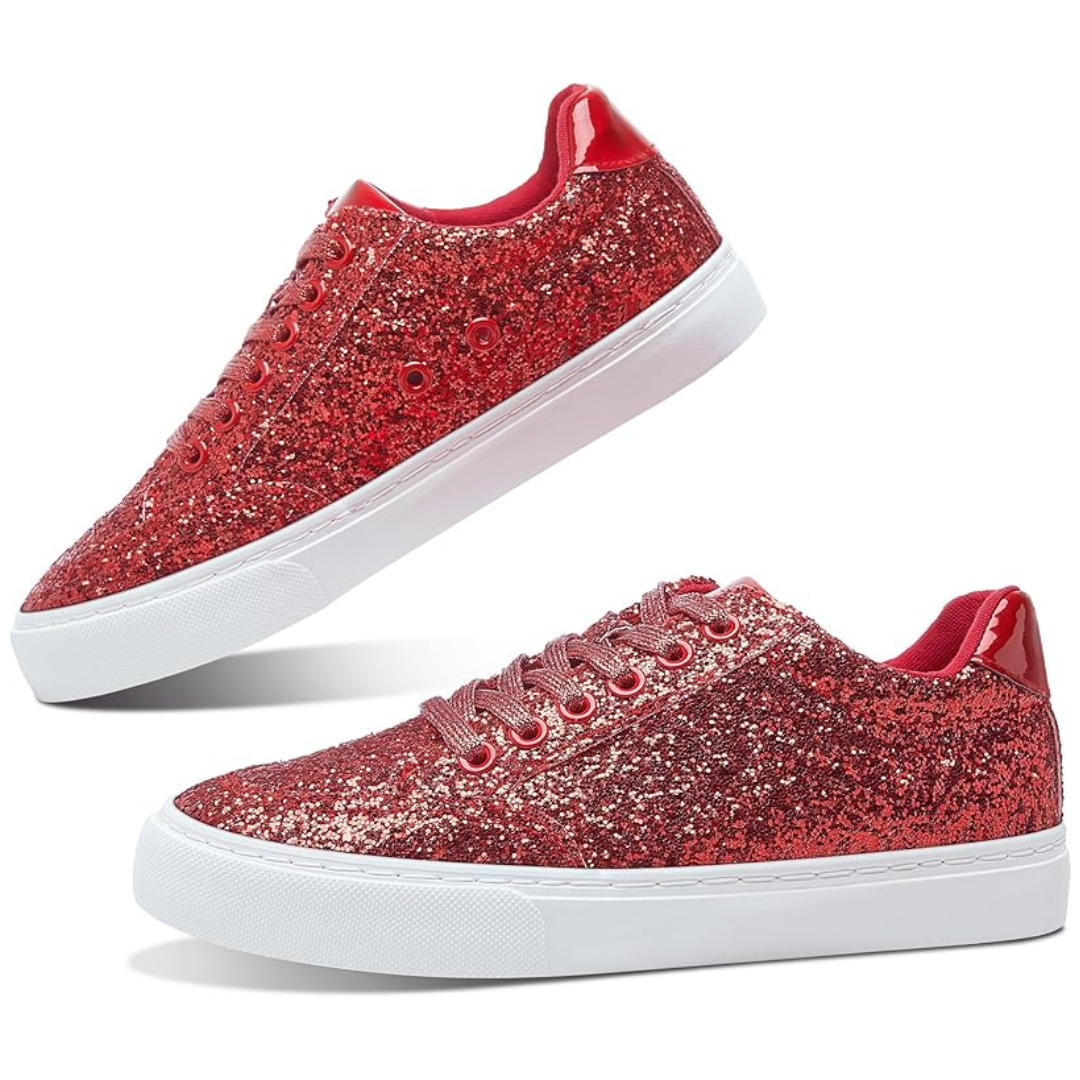 Glitter Sparkly Lace-up Sneakers - Anna