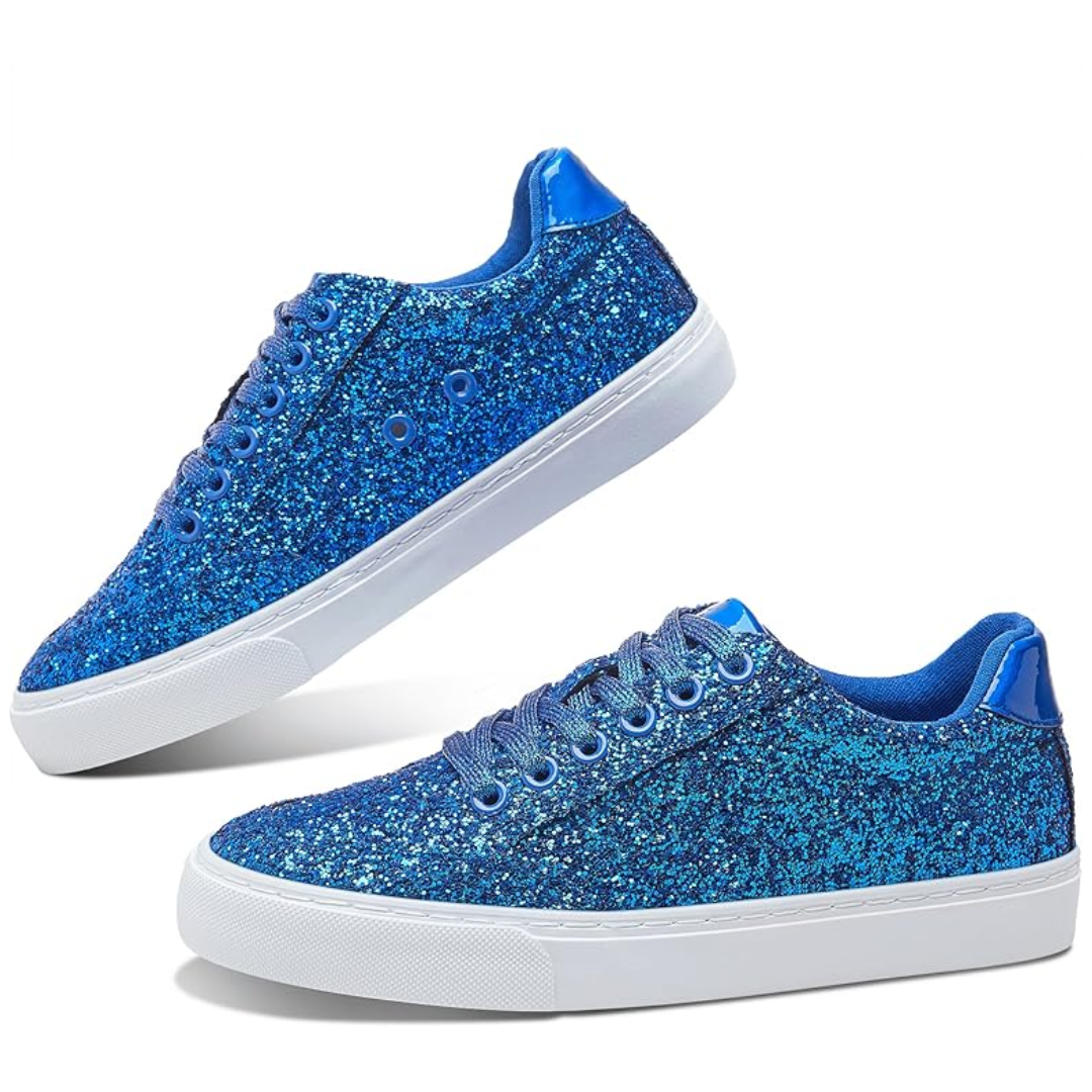 Glitter Sparkly Lace-up Sneakers - Anna