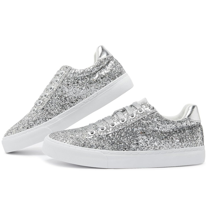 Glitter Sparkly Lace-up Sneakers - Anna