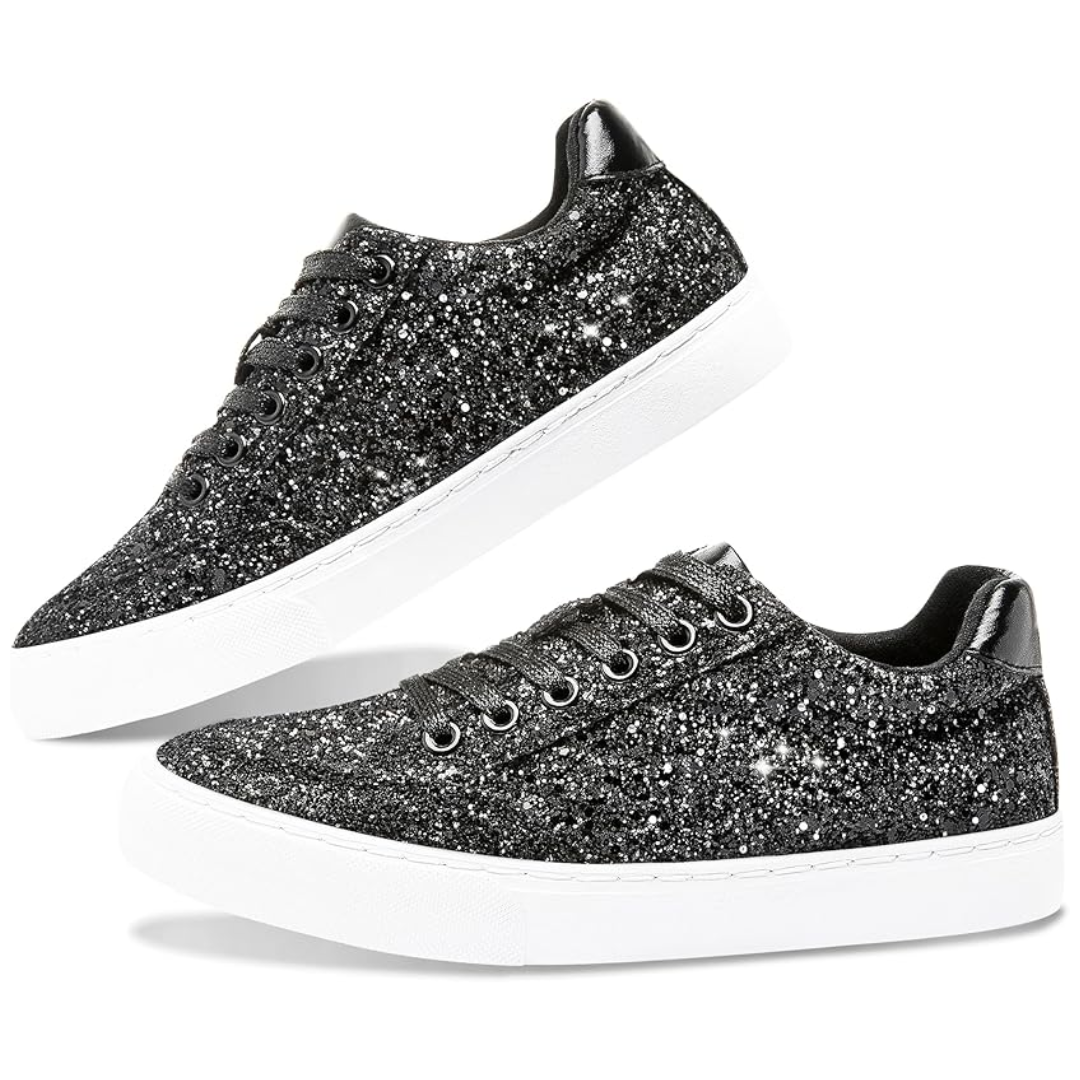 Glitter Sparkly Lace-up Sneakers - Anna