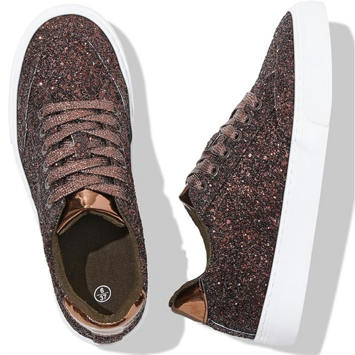 Glitter Sparkly Lace-up Sneakers - Anna