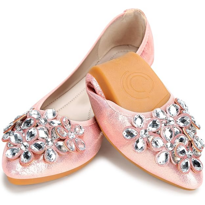 Glittering Rhinestone Ballerina Flats - Yelena