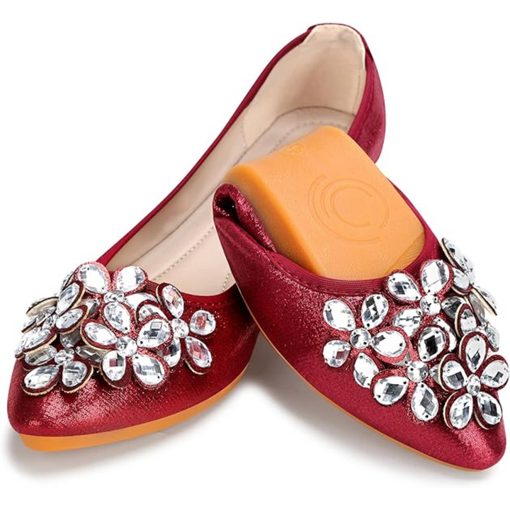 Glittering Rhinestone Ballerina Flats - Yelena