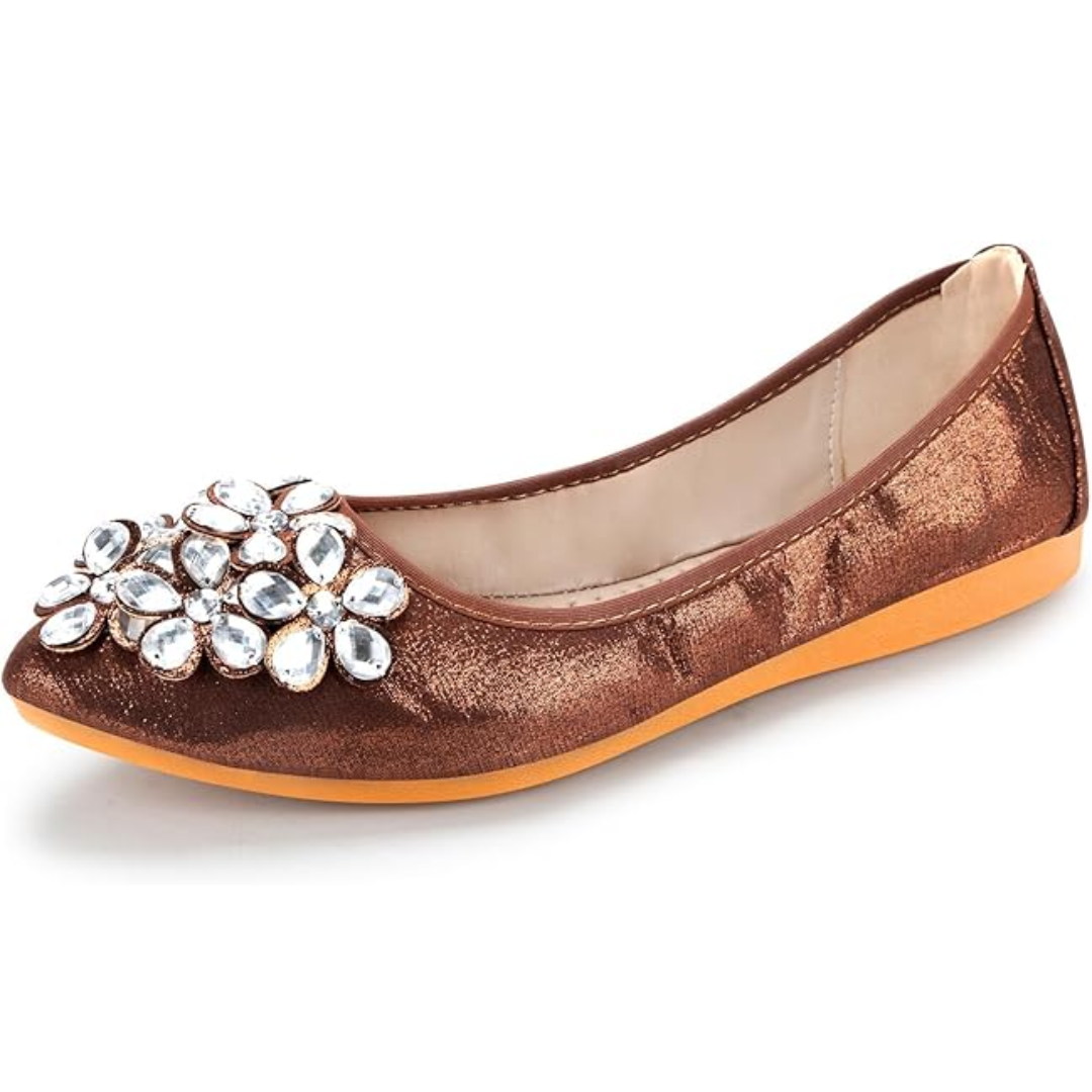 Glittering Rhinestone Ballerina Flats - Yelena