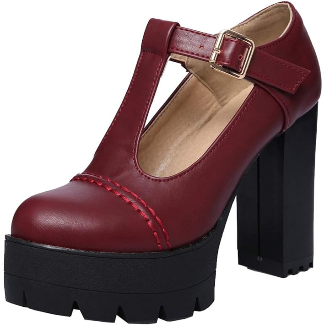 T-Strap Chunky Platform Heels – Jane