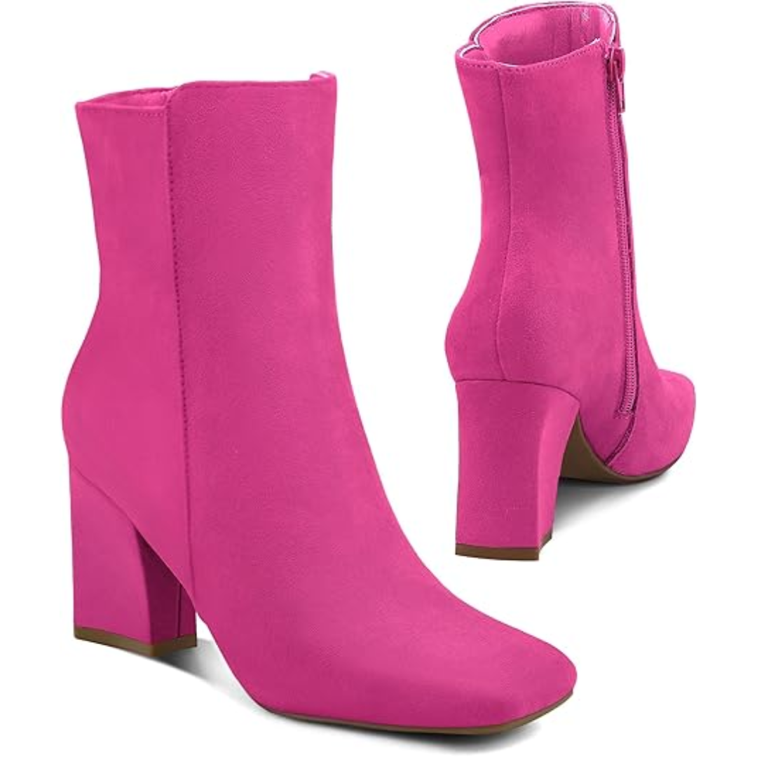 Chunky Block Heel Ankle Boots - Jamie