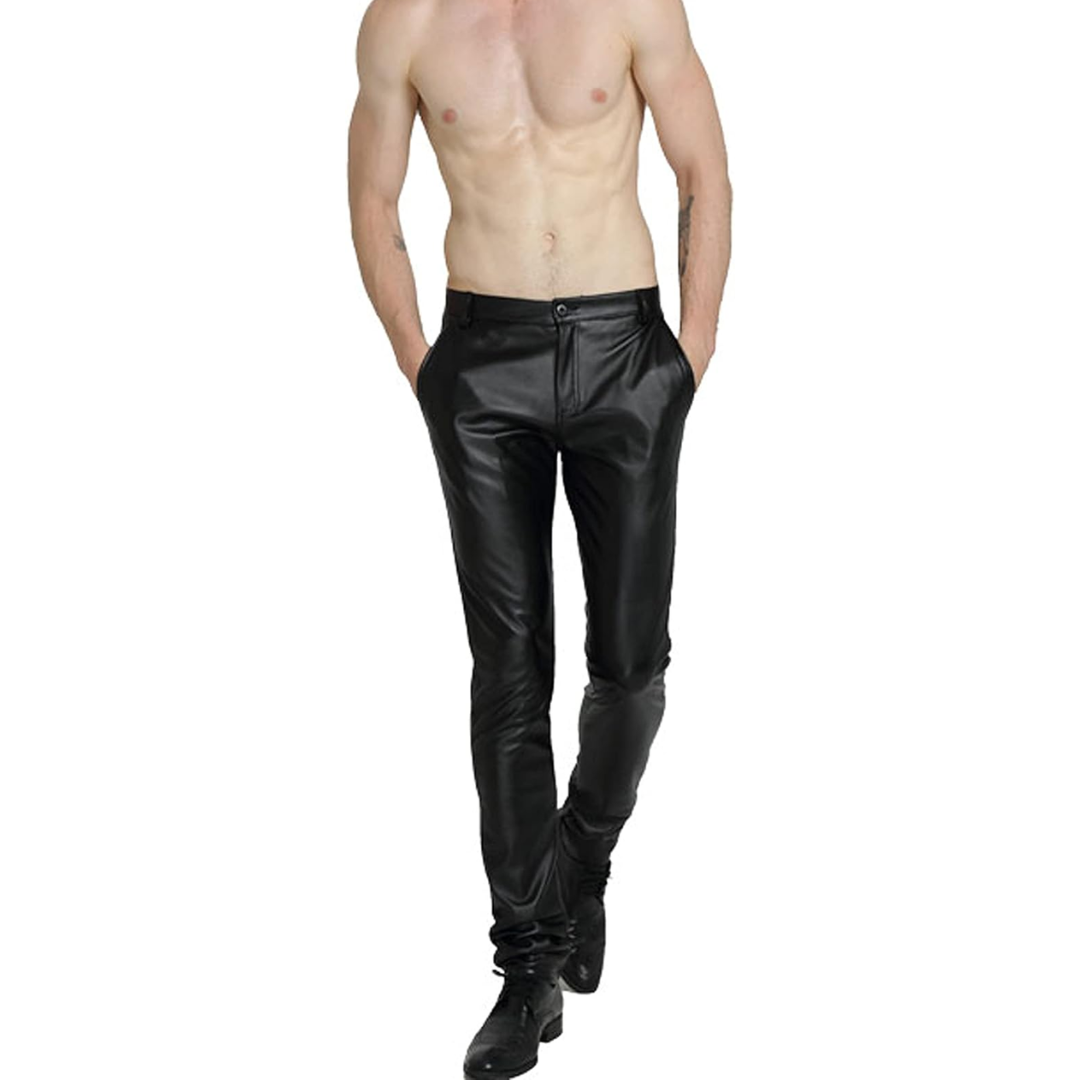 Men's Tapered Faux Leather Biker Pants - Bernard