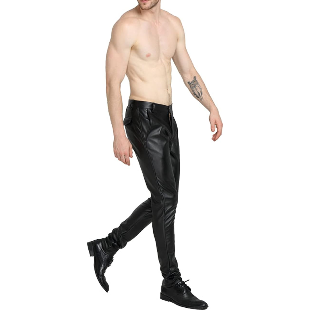 Men's Tapered Faux Leather Biker Pants - Bernard