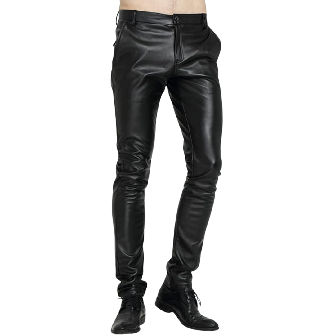 Men's Tapered Faux Leather Biker Pants - Bernard