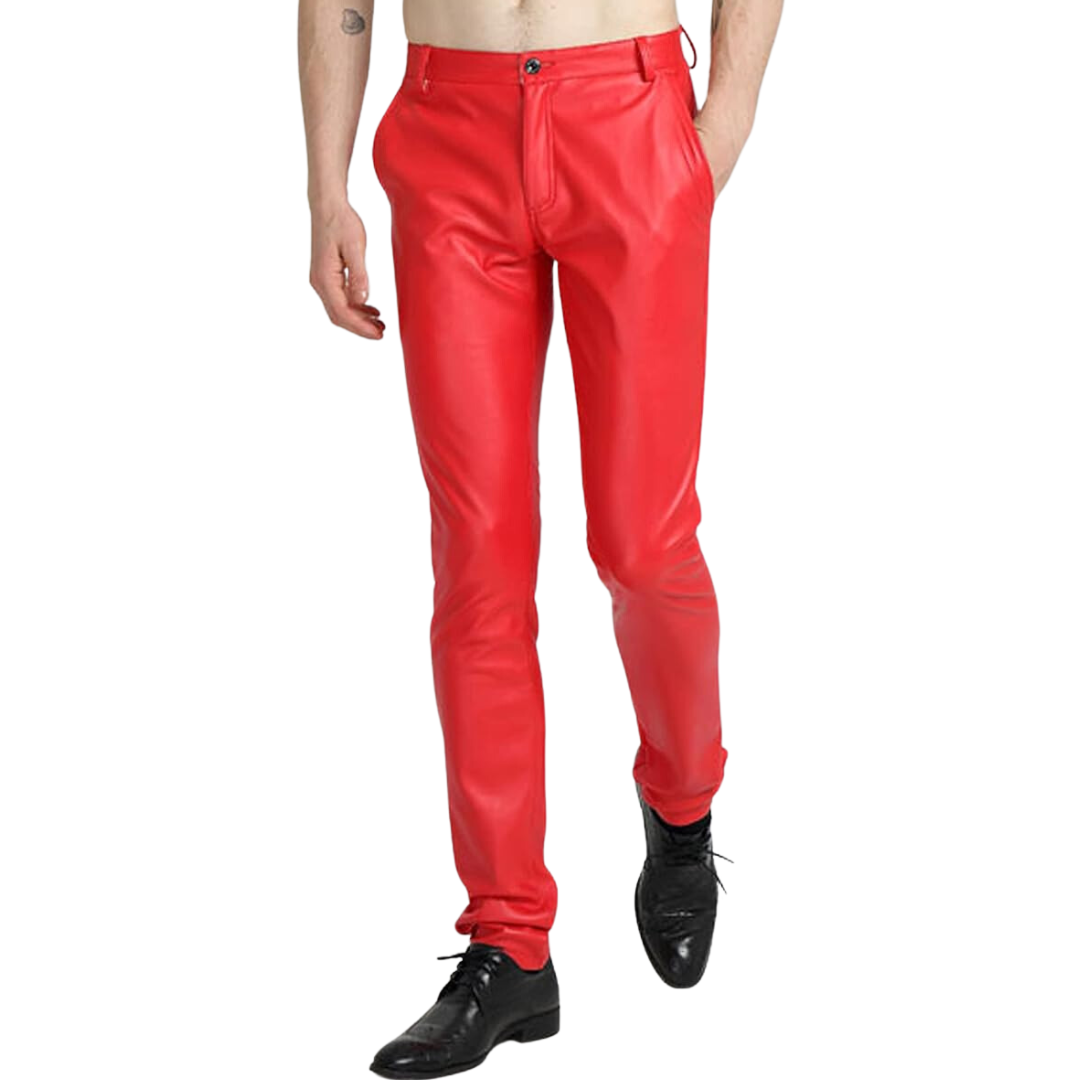 Men's Tapered Faux Leather Biker Pants - Bernard