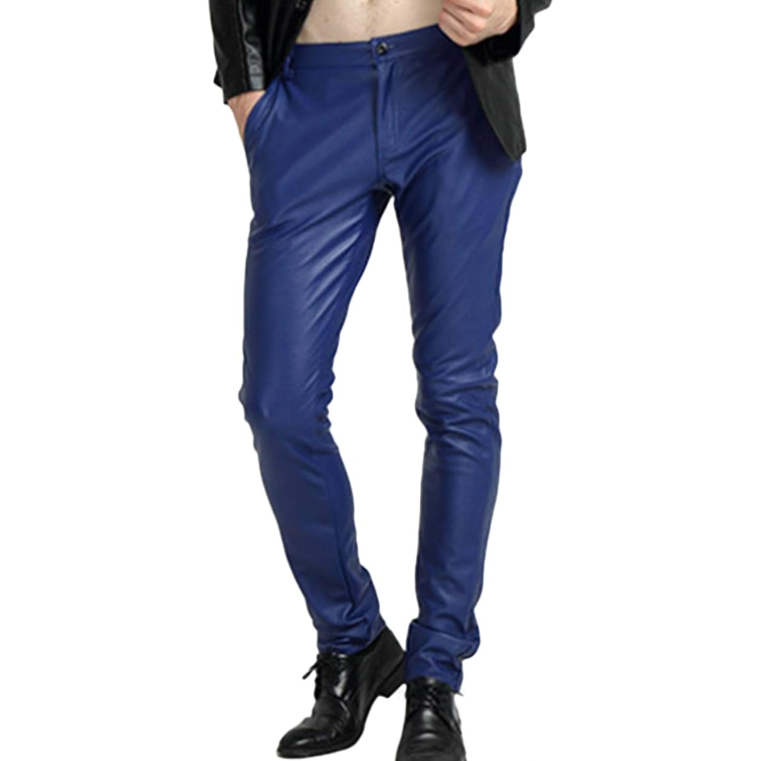 Men's Tapered Faux Leather Biker Pants - Bernard