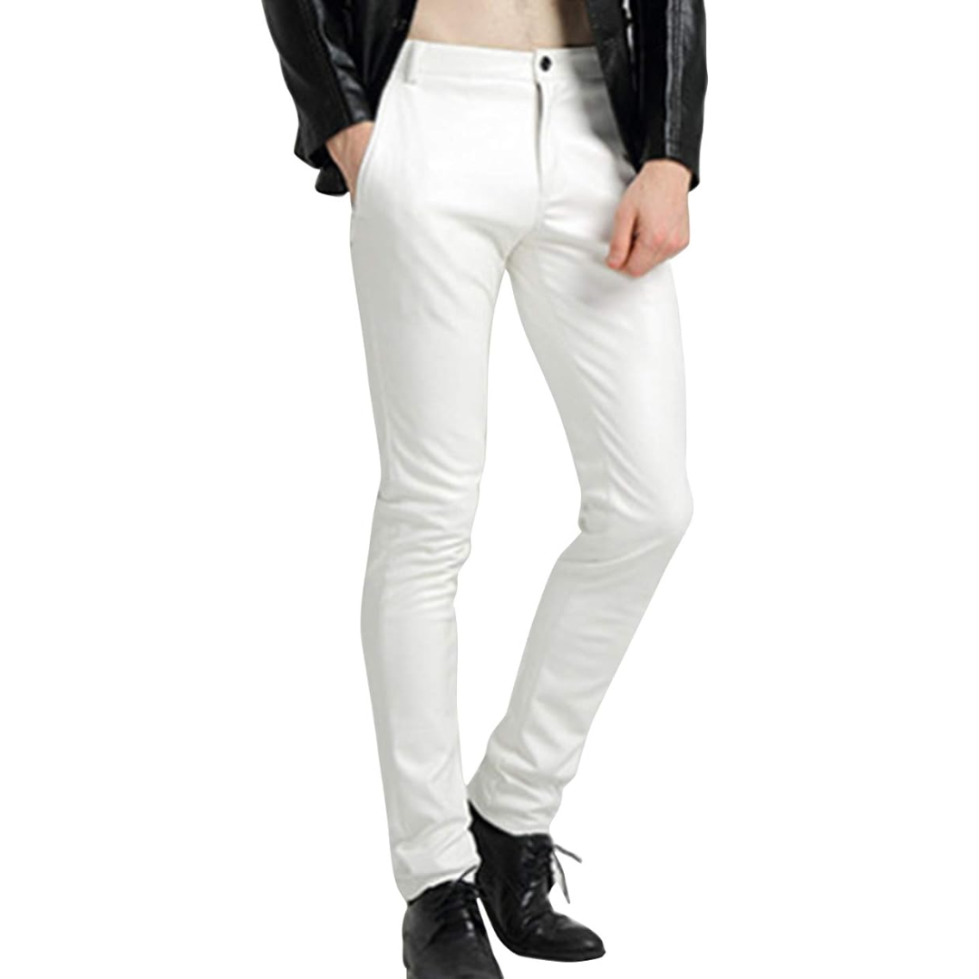 Men's Tapered Faux Leather Biker Pants - Bernard