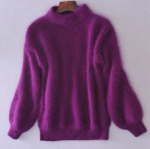 Casual Angora Knitted Women's Sweater - Livia