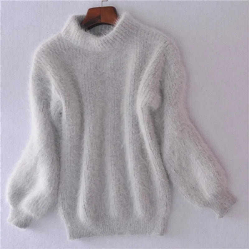 Casual Angora Knitted Women's Sweater - Livia